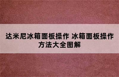 达米尼冰箱面板操作 冰箱面板操作方法大全图解